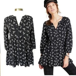 Anthropologie Maeve Winona Babydoll Tunic in Black XS